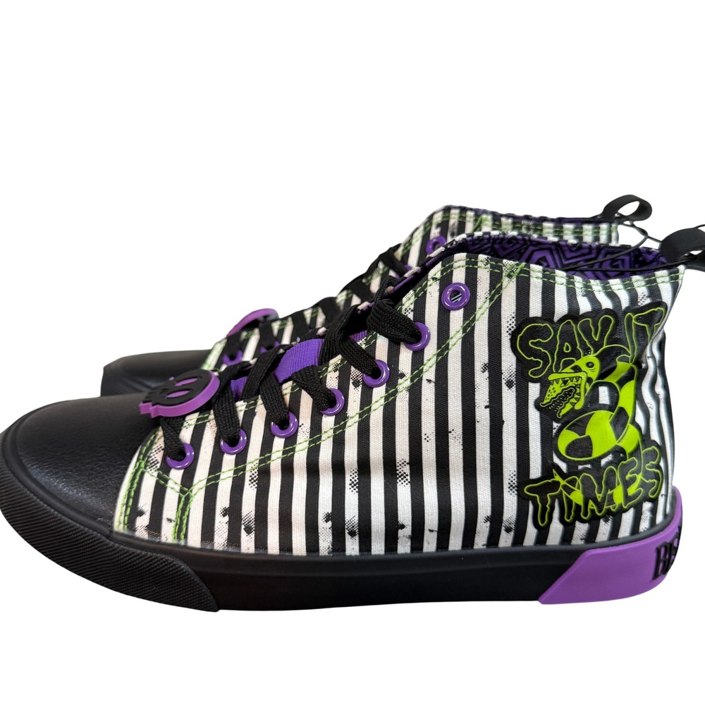 Ground Up Beetlejuice High Top Sneaker Womens 9 Black White Striped NWOT